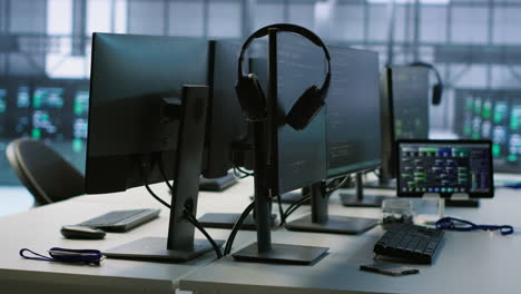 computer workstations in a modern office