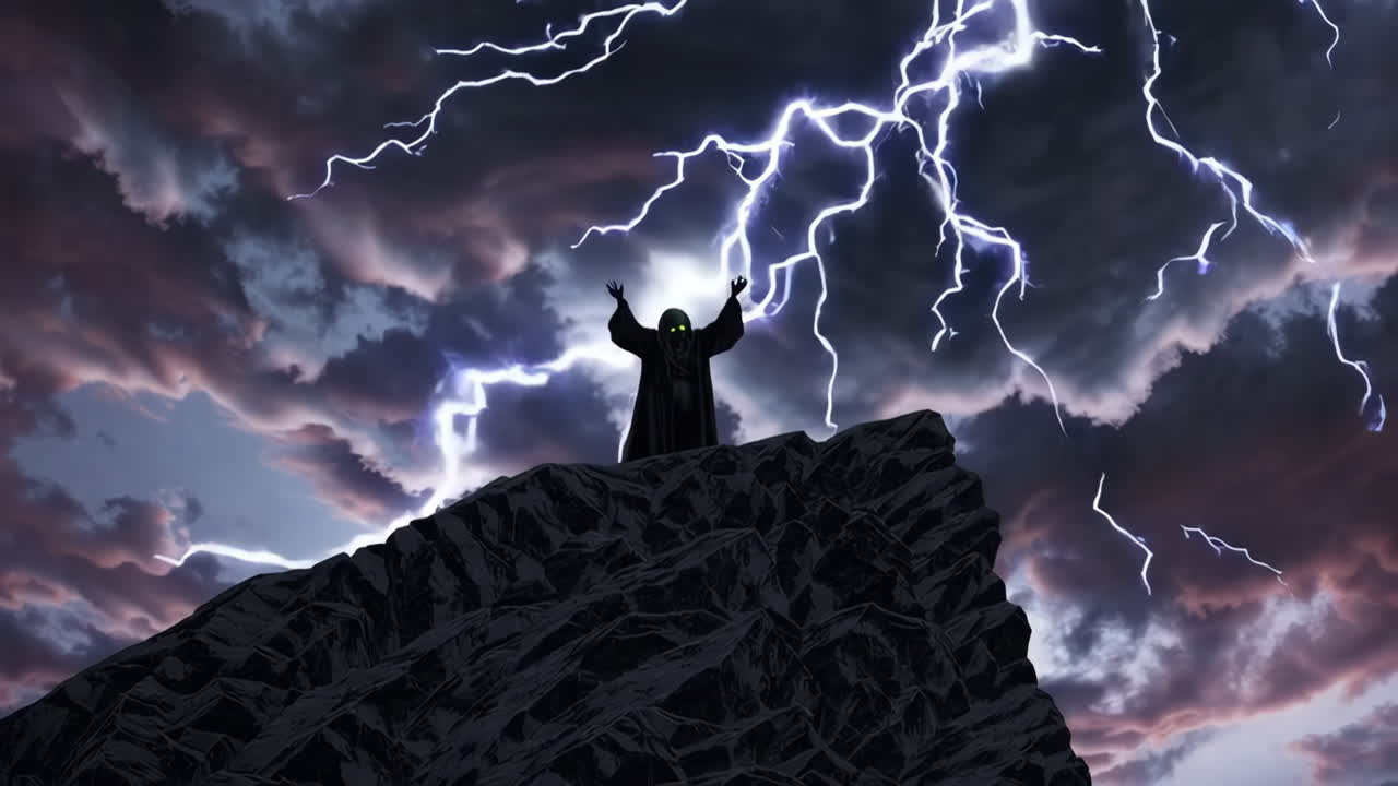 Wizard on a Mountaintop during a Storm