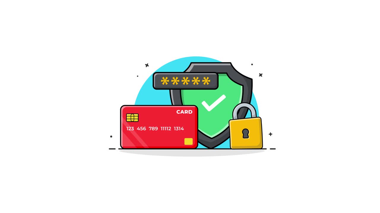 Credit Card Security with Password and Shield Animation