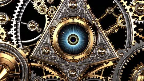 complex clockwork mechanism with all-seeing eye