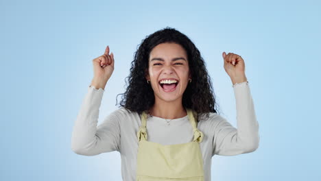 Smile,-energy-and-pointing-with-a-woman-waitress