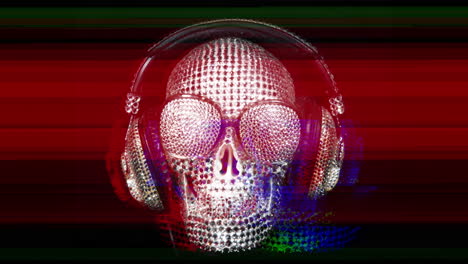 amazing diamond covered skull with  headphones and sunglasses