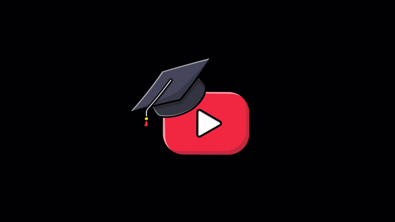Animowana ikona przycisku odtwarzania YouTube z biretem