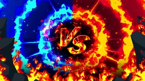 cartoon fire animation. flame loop background. competition. battle game. versus icon. vs icon.