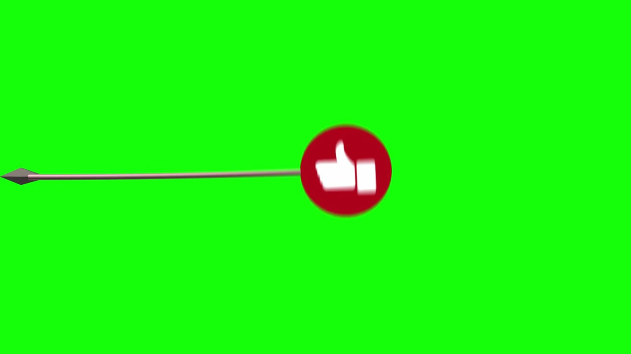 Arrow pointing to like button on green screen