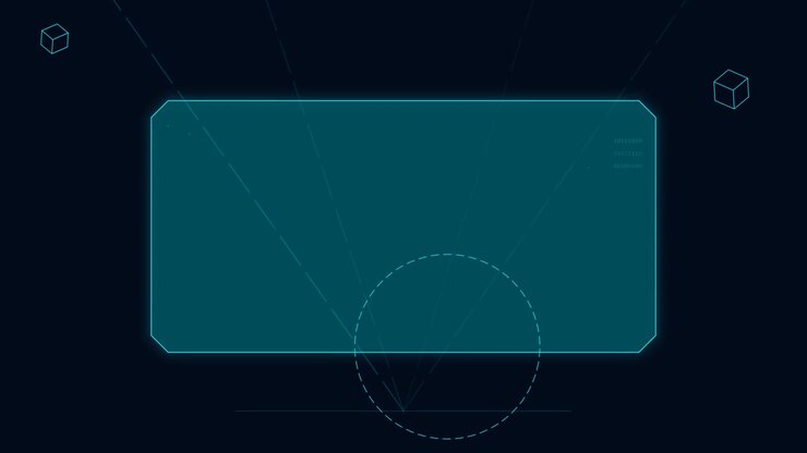 Futuristisk digital grænseflade med bevægelige geometriske former og data