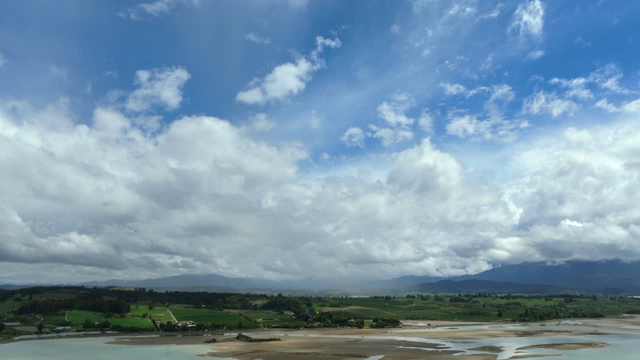 Drone hyper lapse of the Tasman district coastline near Motueka, New Zealand