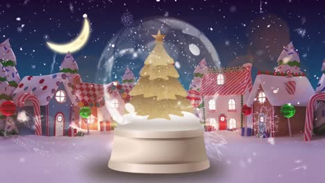 Animation-Einer-Schneekugel-über-Dem-Winterlichen-Stadtbild