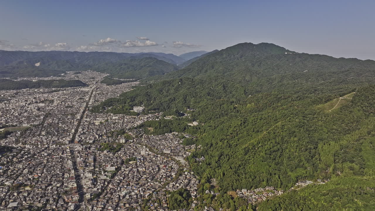 Kyoto Japan Aerial v30 high altitude flyover Shishigatani Takagishicho in Sakyo ward capturing panoramic views of the cityscape and mountainous landscape - Shot with Mavic 3 Pro Cine - Oct 7th 2023
