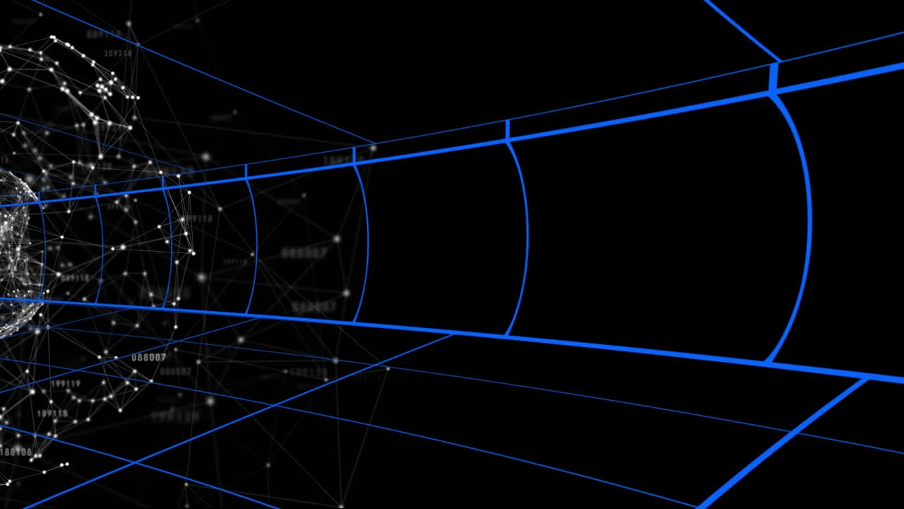 líneas de cuadrícula en movimiento sobre fondo azul