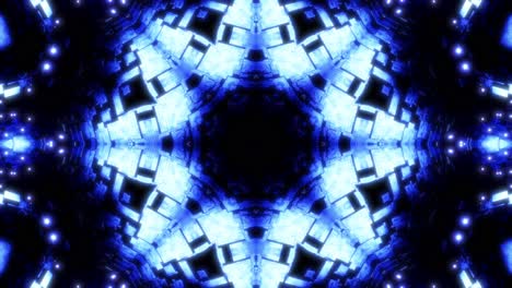 blue abstract pattern with lights. kaleidoscope vj loop