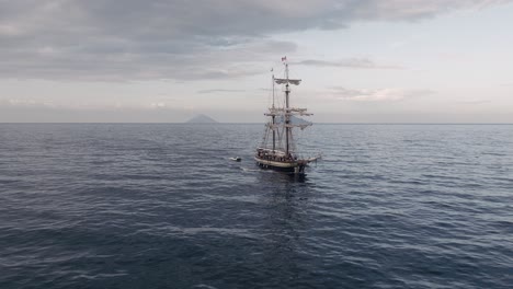 aerial view sailing yacht aeolian islands italy
