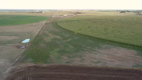 campos americanos de maíz y granjas a la vista lejana