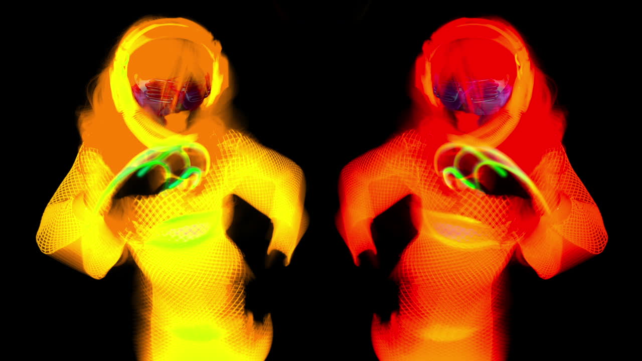 mujer joven resplandor bailando 13