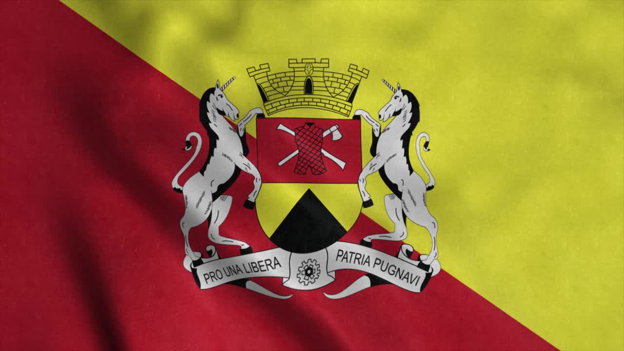 Sorocaba-flag, by i Brasilien, vajende i vinden. Realistisk flagbaggrund
