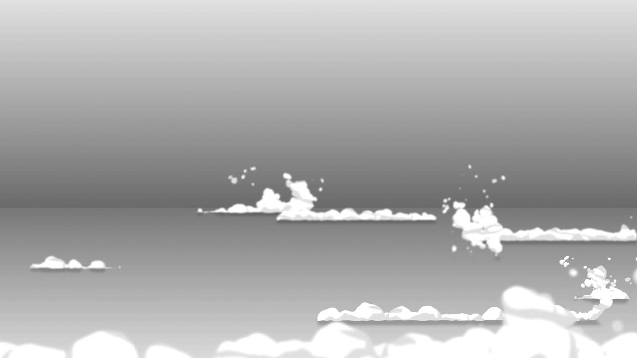 빠른 움직임에서 연기 애니메이션. 게임에 대한 애니메이션 요소. 만화 증기 구름. 루프 회색 애니메이션.