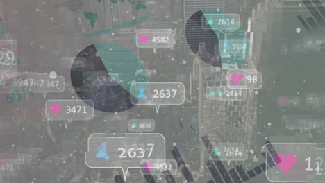 Animation-of-social-media-icons-over-statistics-and-cityscape