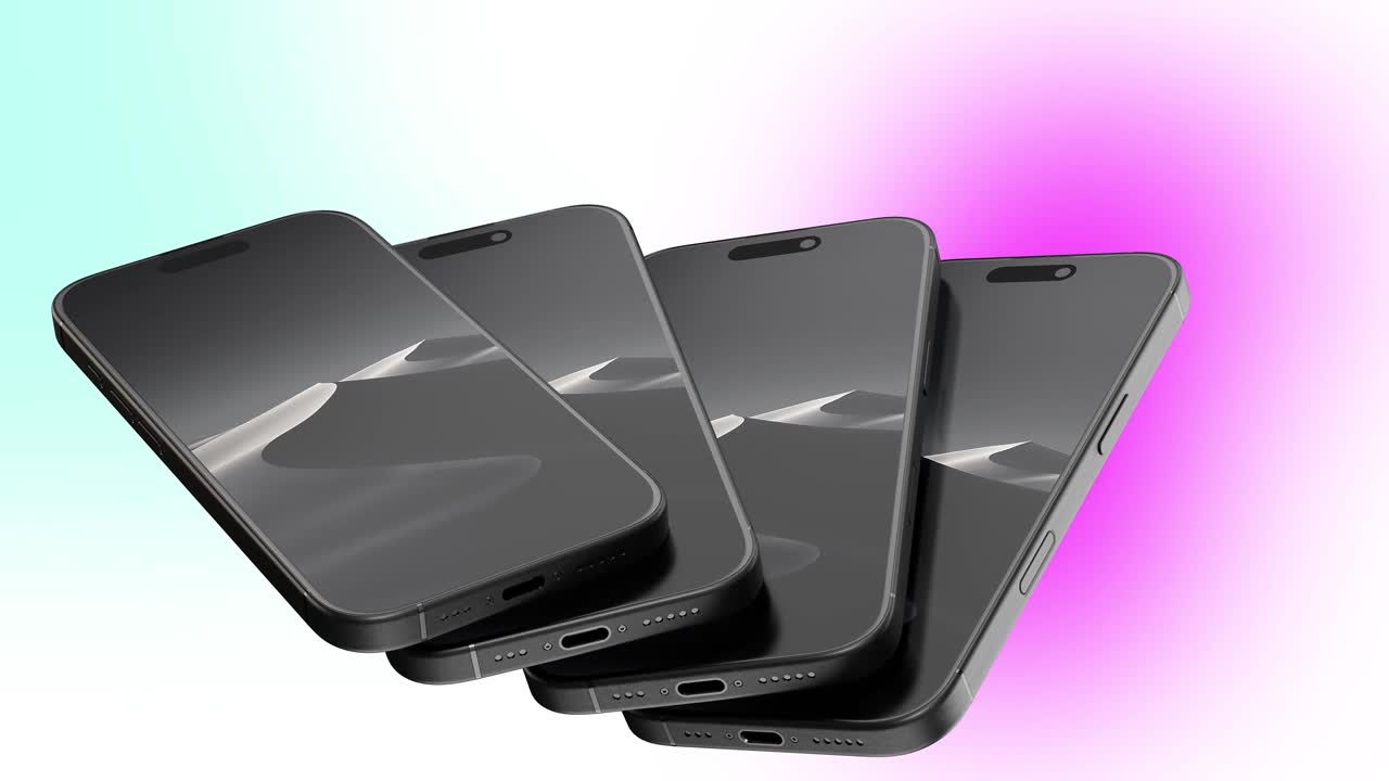 Modello di mockup realistico per telefono 16 Pro in 4K per la presentazione di app mobili