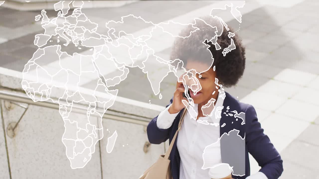 animación de la red de conexiones sobre el mapa del mundo