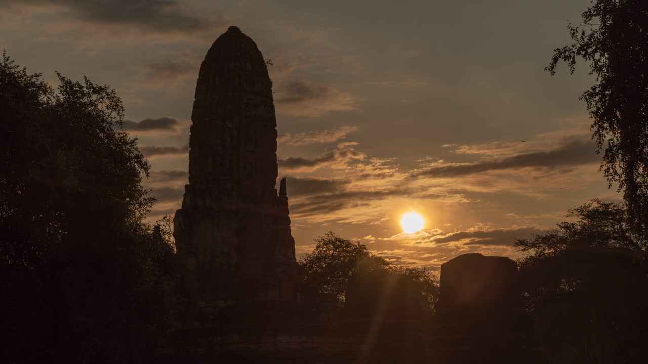 Ancient Temple Silhouette at Sunset