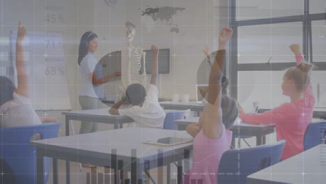 animación de estadísticas y procesamiento de datos sobre diversos escolares en el aula