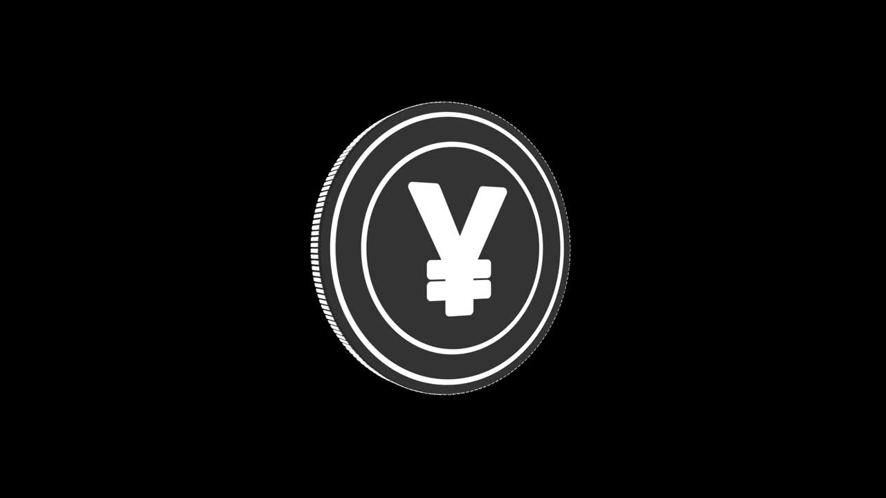 검은색과 초록색 바탕에 고립된 원짜리 동전을 회전시니다.