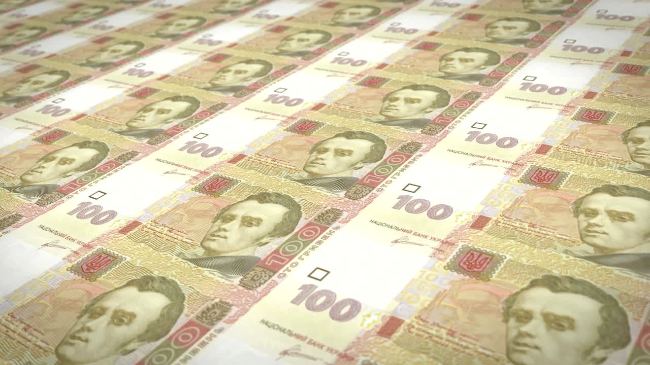우크라이나의 100 우크라이나 그리브니아 지폐, 현금, 루프