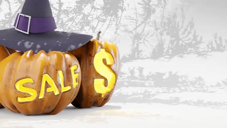 halloween discount sale animation pumpkins on white bg