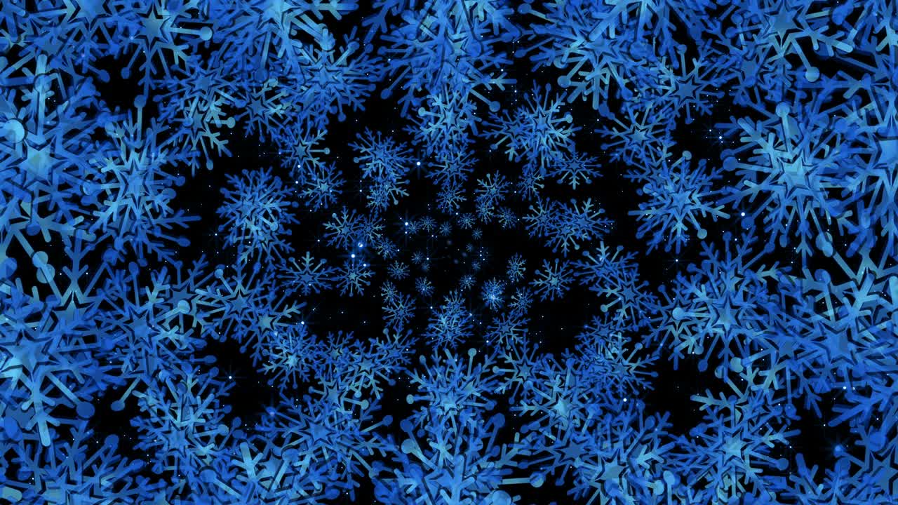 Snowflakes. 3d animation of snowfall. Christmas background.