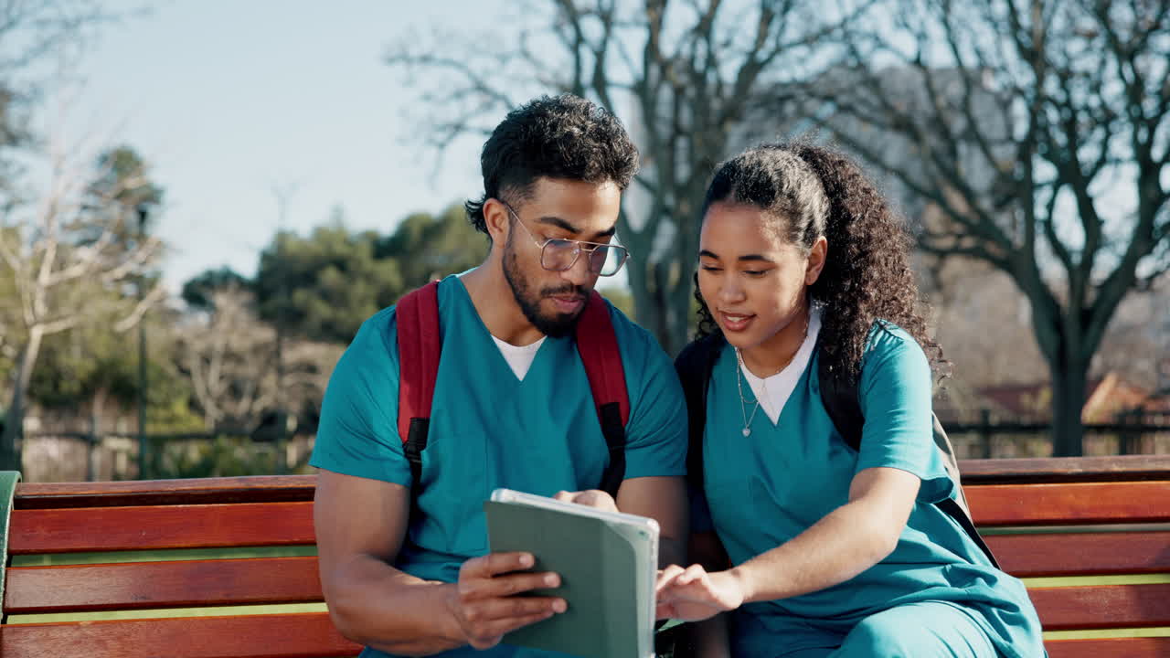 Medical Students Studying Together in the Park