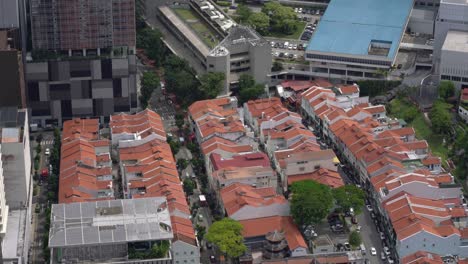 shophouses and streets downtown singapore. establishing shot