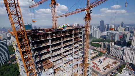 High-Rise Construction Site with Cranes
