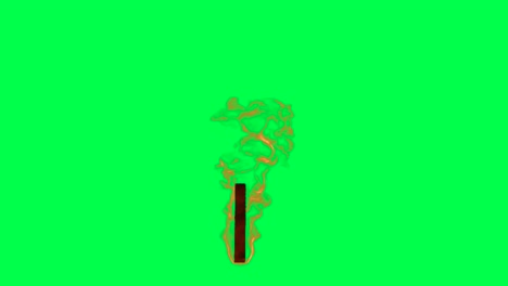 burning stick on green screen