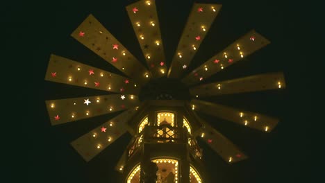 big illuminating crib christmas tower of nativity scene in the saint louis place in metz, france