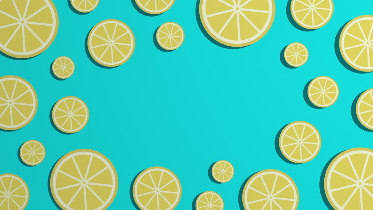 Rotating lemon fruit slices pattern and copy space