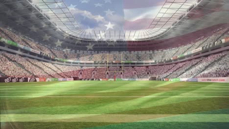 Animation-Der-Flagge-Der-USA,-Die-über-Dem-Sportstadion-Weht