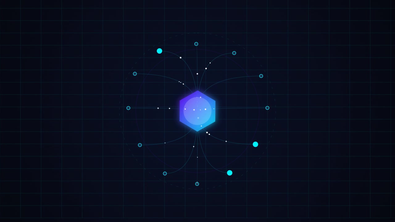 Abstract Digital Hexagon Node Network Animation