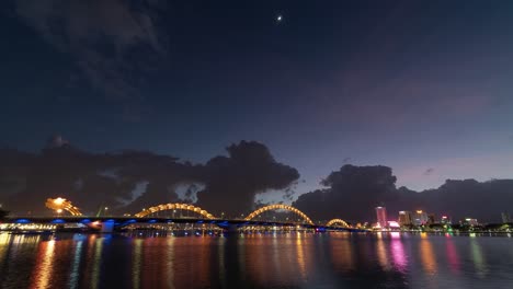 dragon bridge at night, danang, vietnam