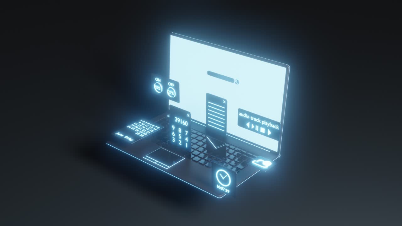 tecnologías electrónicas modernas. una computadora portátil con widgets de programas ui.