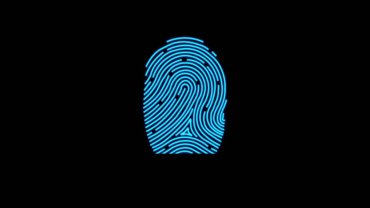 Fingerprint scanner against black background