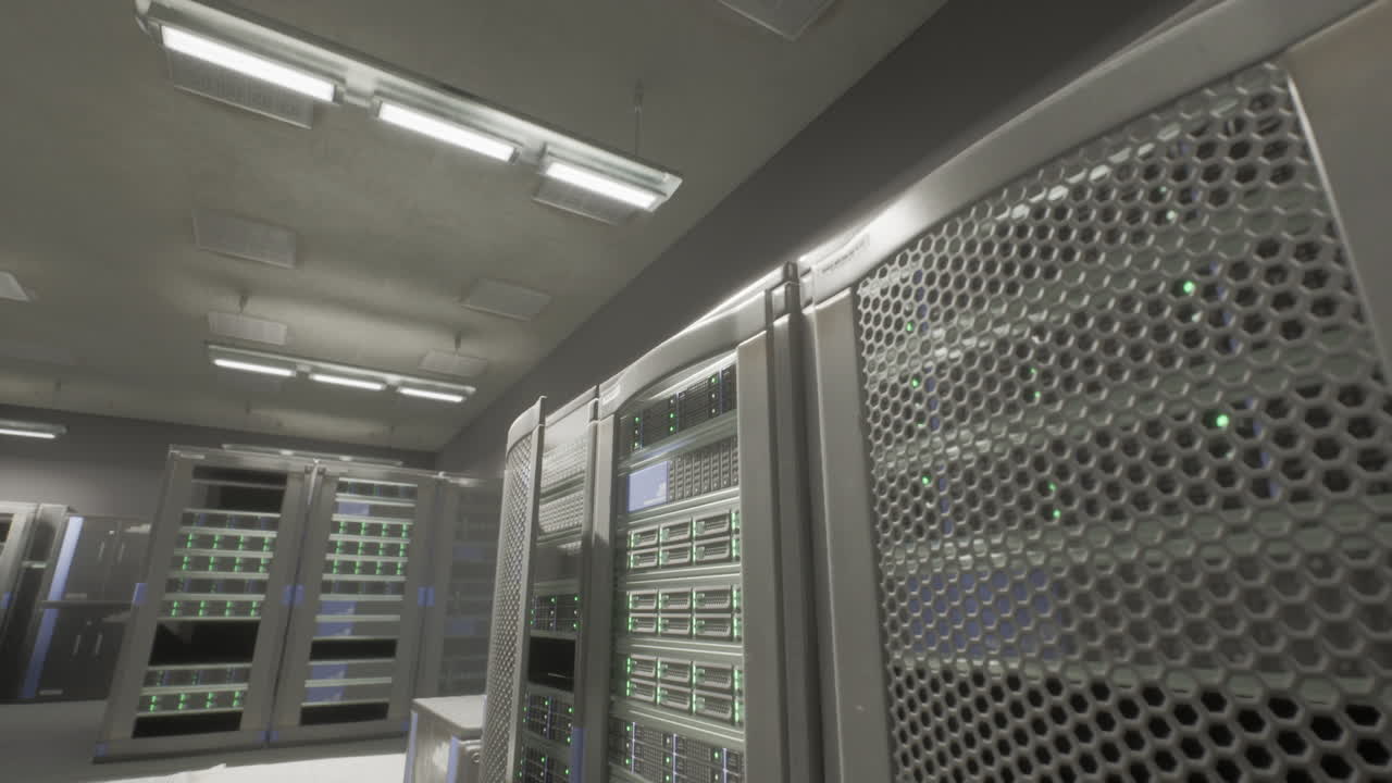 sala de servidores con estantes de servidores