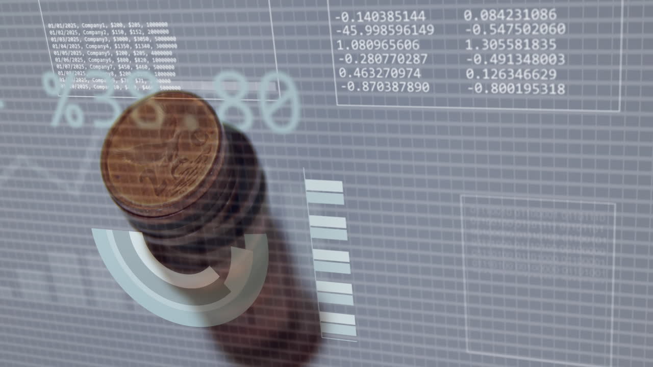 animación de datos financieros sobre las monedas