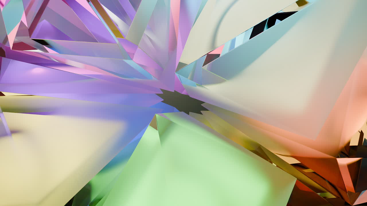 Vibrant Abstract Geometric Crystals with Starburst Light Effects