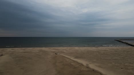 simple drone movements in isolation over a stormy beach