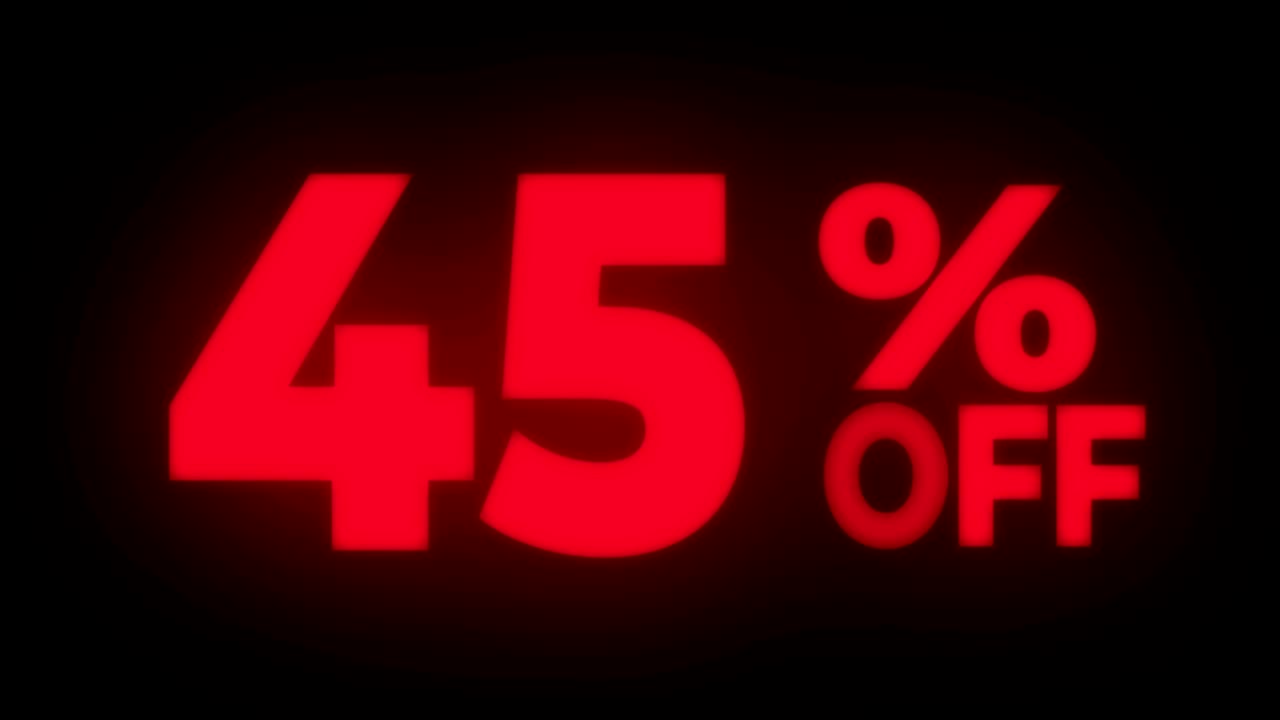 el 45% de descuento en el texto parpadeante muestra un bucle promocional.