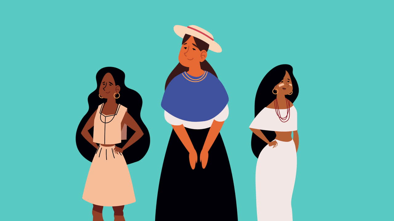 인종 간 원주민 여성 캐릭터 애니메이션