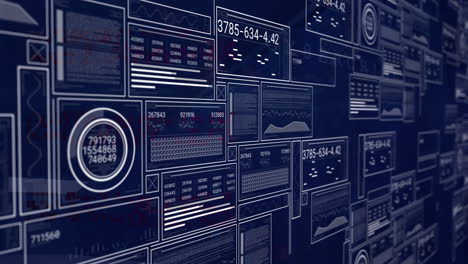 animation of data processing over screens and computer servers