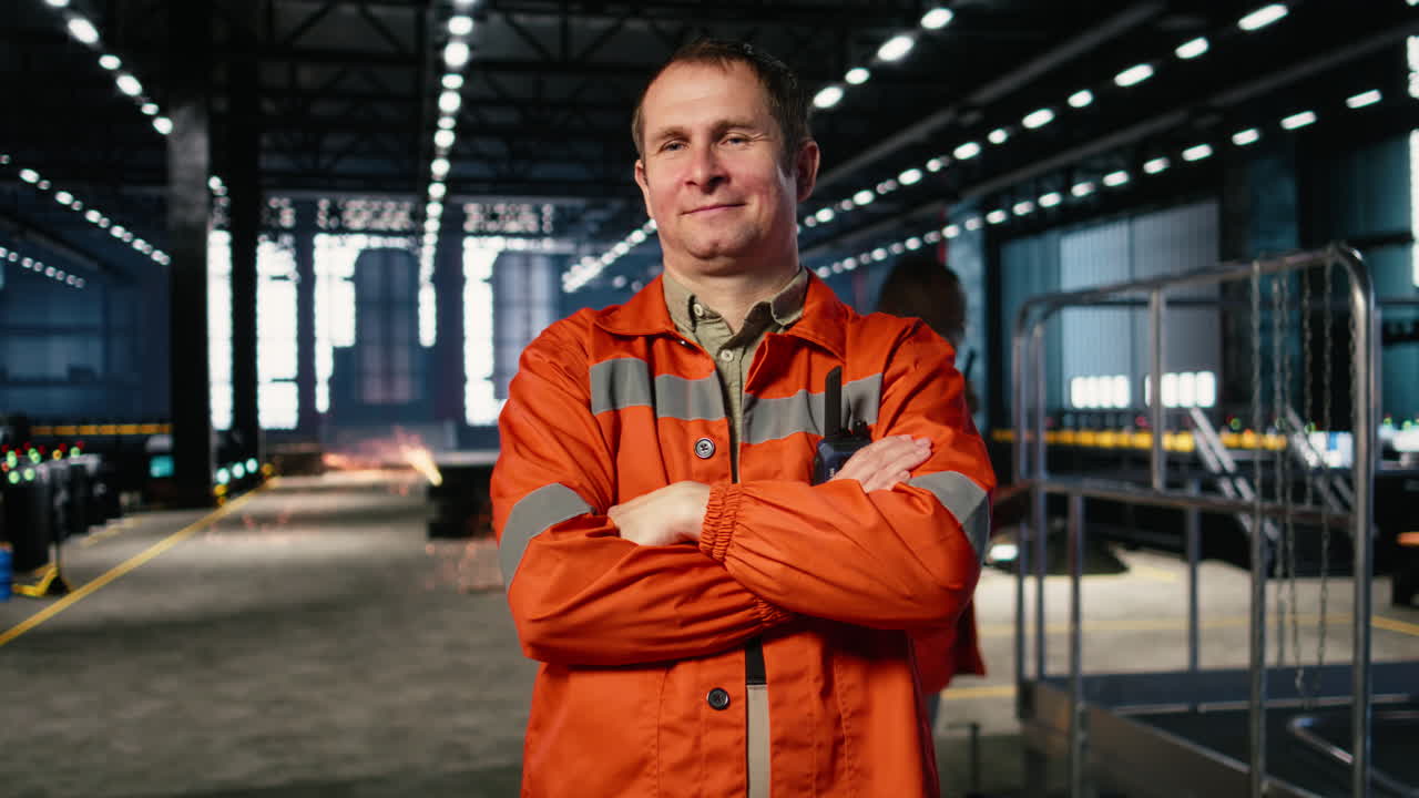 Ritratto di un tecnico che supervisiona la fabbricazione di metalli durante la produzione