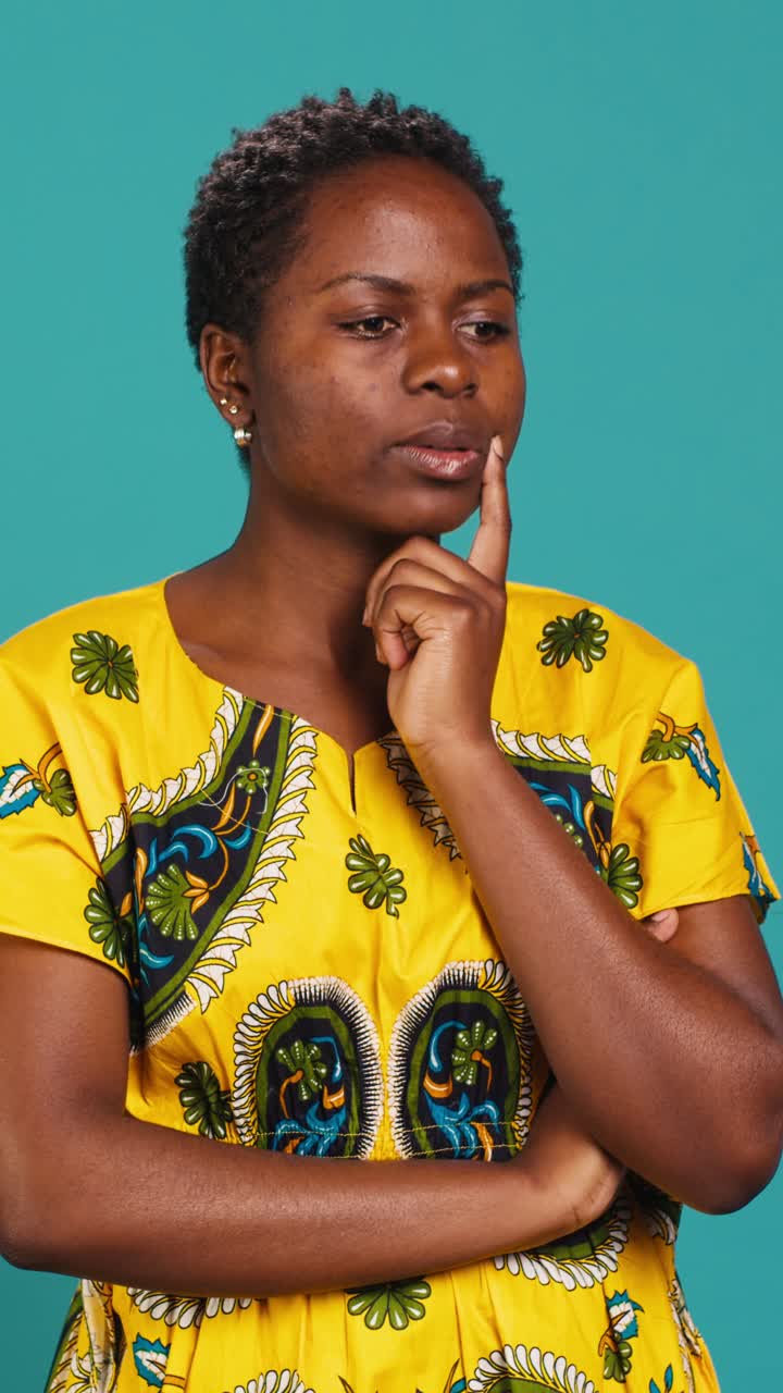 Pensive African American Woman Thinking and Pondering