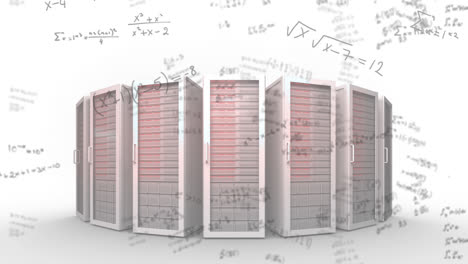 animation of architecture buildings plan rotating and mathematical formulae floating above